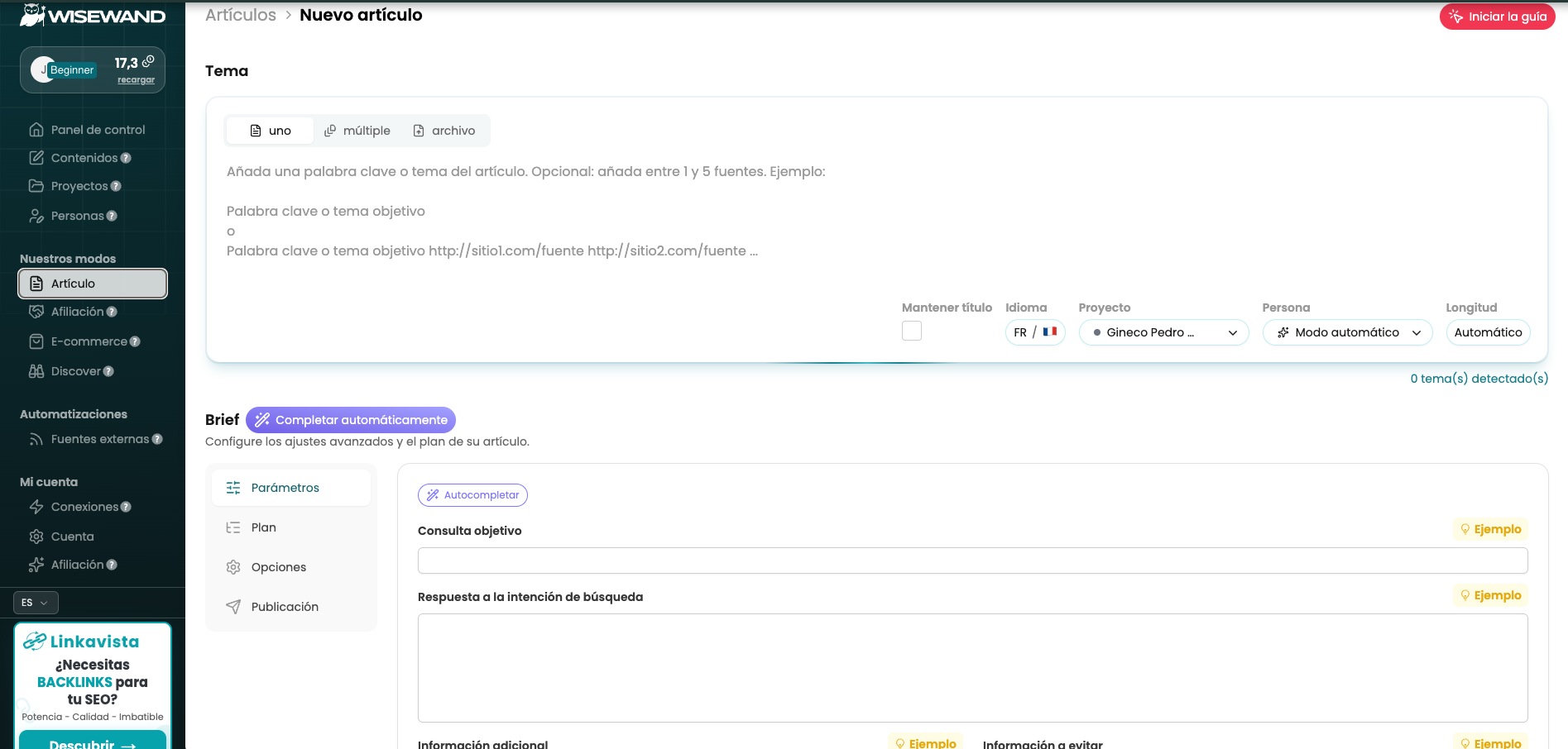 como hacer un brief en wisewand